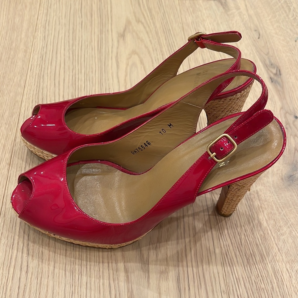 Patent Red Stuart Weitzman Heels Slingback! - image 4